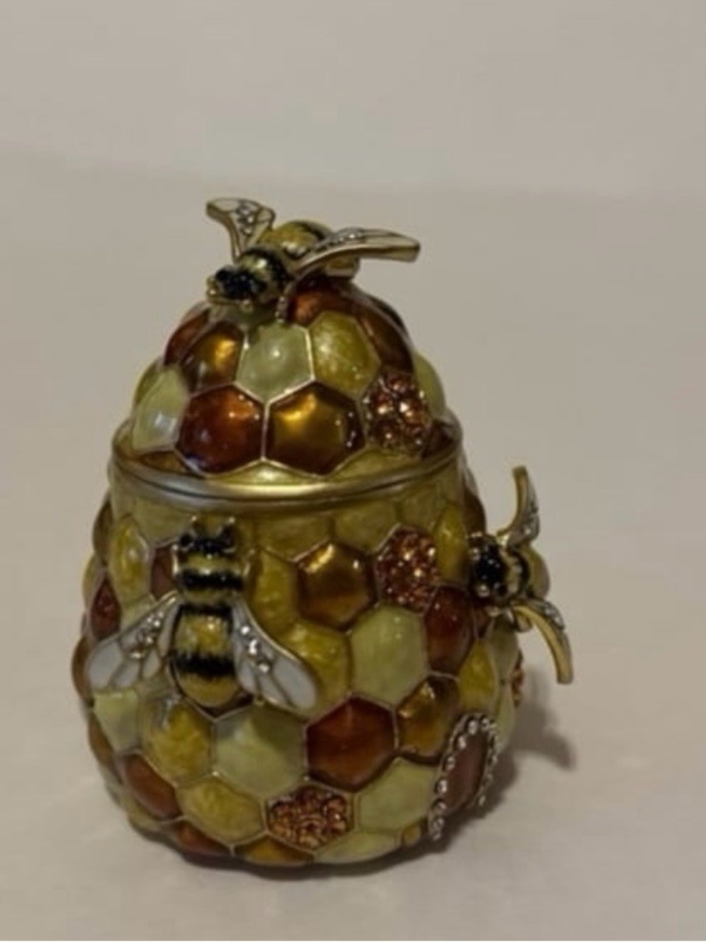 Jay Strongwater Honey Beehive Swarovski crystals gold Trinket Box
